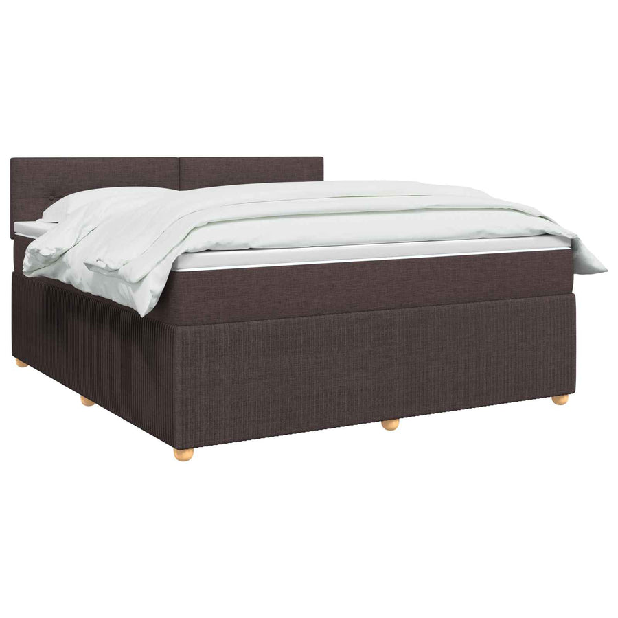 Boxspringbed met matras Donkerbruin 140 x 190 cm Stof