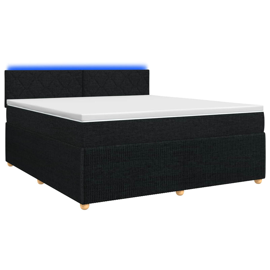 Boxspringbed met matras met hoofdeinde Zwart 140 x 190 cm Stof