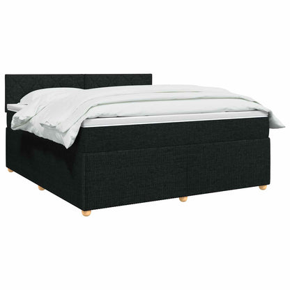 Boxspringbed met matras met hoofdeinde Zwart 140 x 190 cm Stof