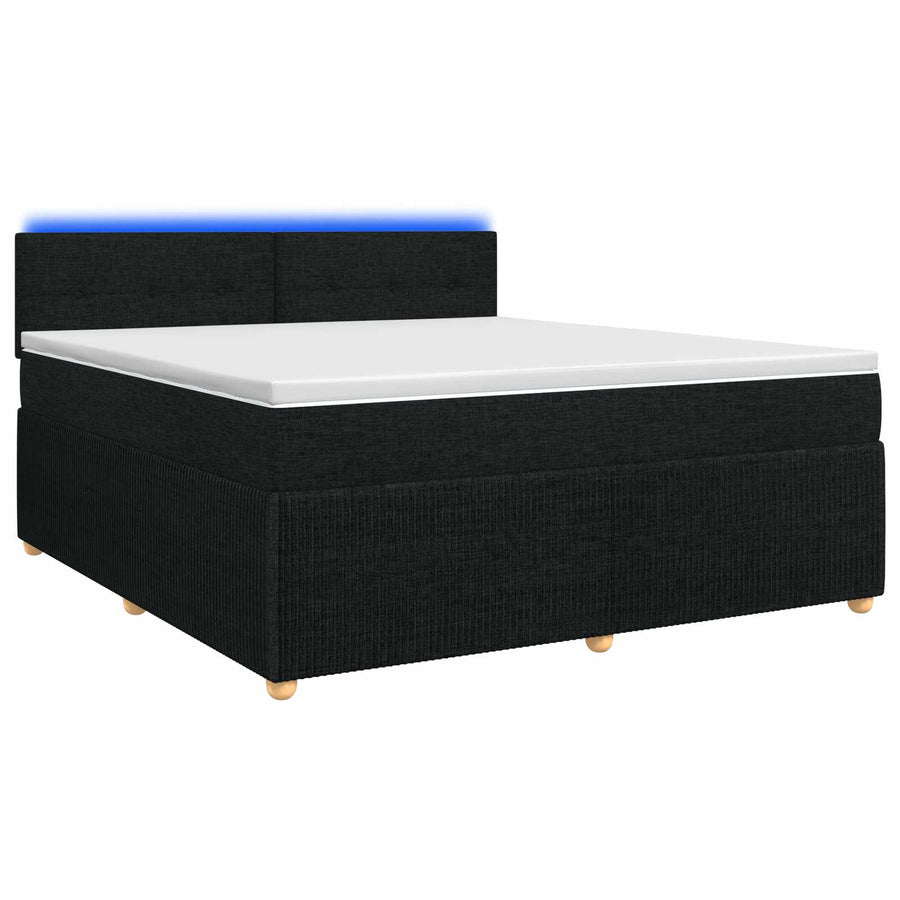 Boxspringbed met matras met hoofdeinde Zwart 140 x 200 cm Stof