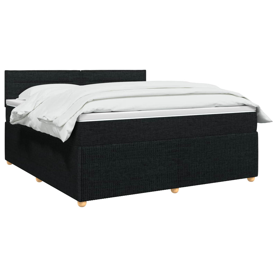 Boxspringbed met matras met hoofdeinde Zwart 180 x 200 cm Stof