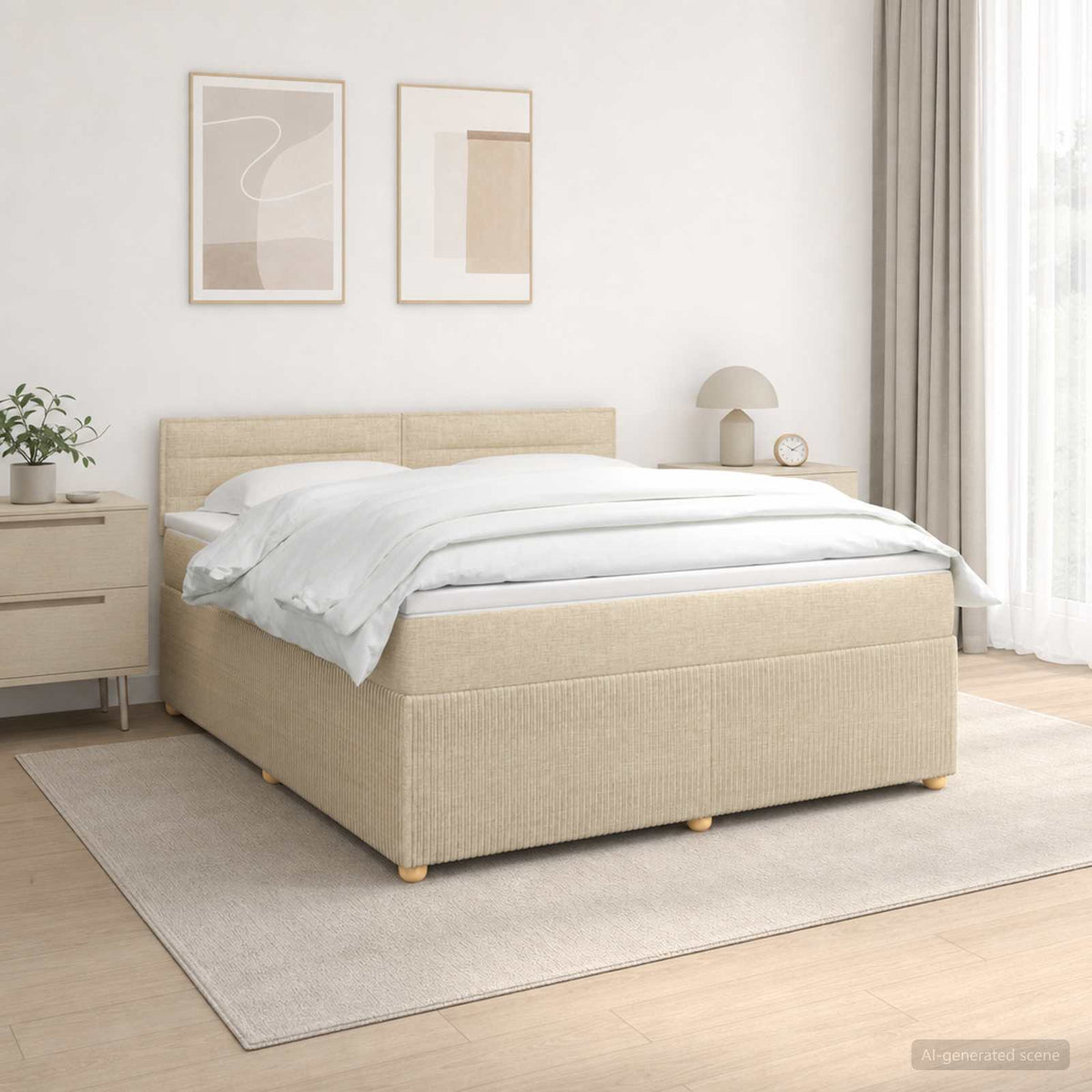 Boxspringbed met matras Crèmekleurig 180 x 200 cm Stof