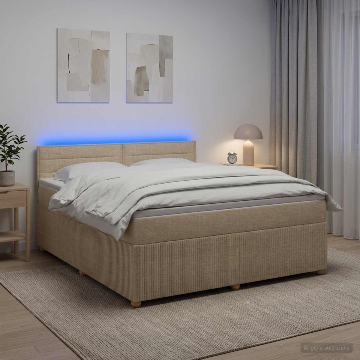 Boxspringbed met matras Crèmekleurig 180 x 200 cm Stof