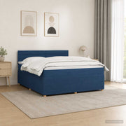 Boxspringbed 160x200 cm blauw met matras hoofdeinde
