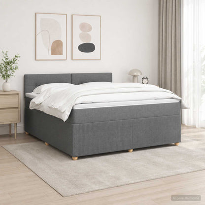 Boxspringbed met matras Donkergrijs 180 x 200 cm Stof