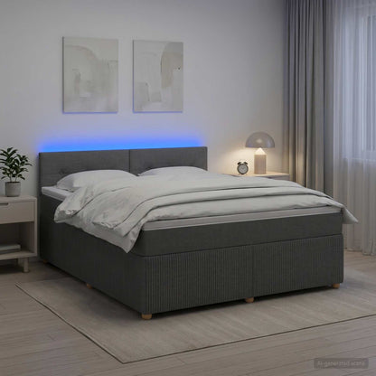 Boxspringbed met matras Donkergrijs 180 x 200 cm Stof