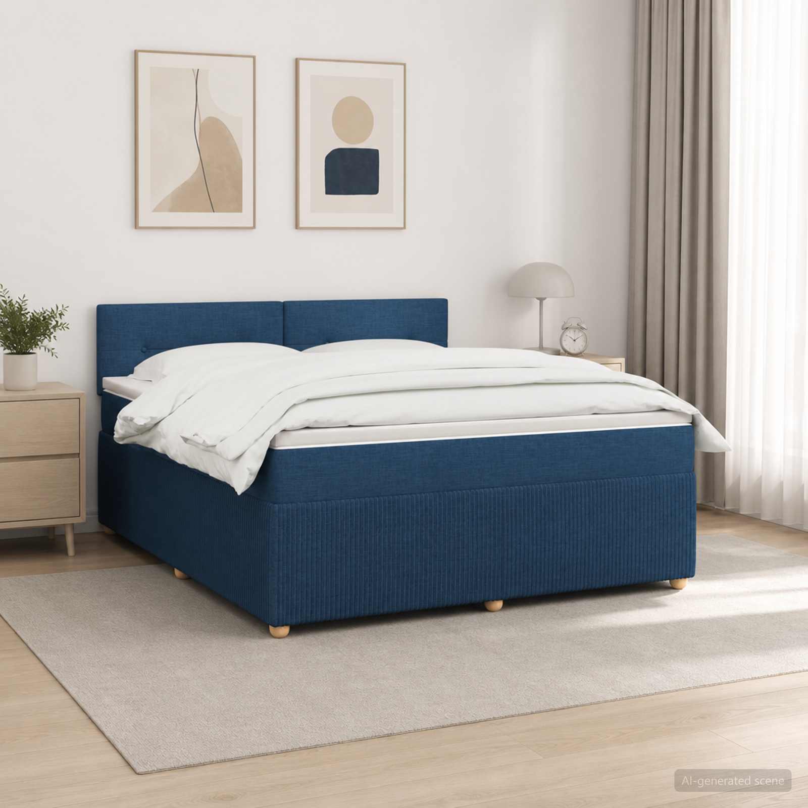 Boxspringbed met matras met hoofdeinde Blauw 180 x 200 cm Stof
