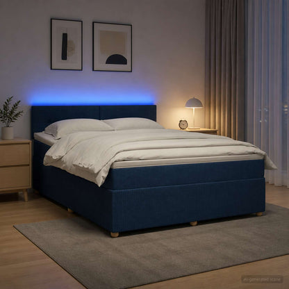Boxspringbed met matras met hoofdeinde Blauw 180 x 200 cm Stof