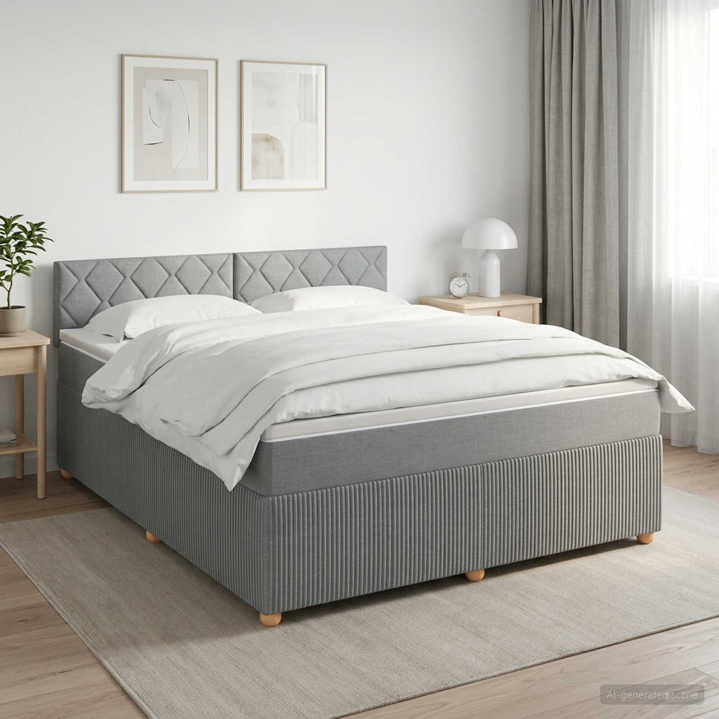 Boxspringbed met matras Lichtgrijs 140 x 190 cm Stof