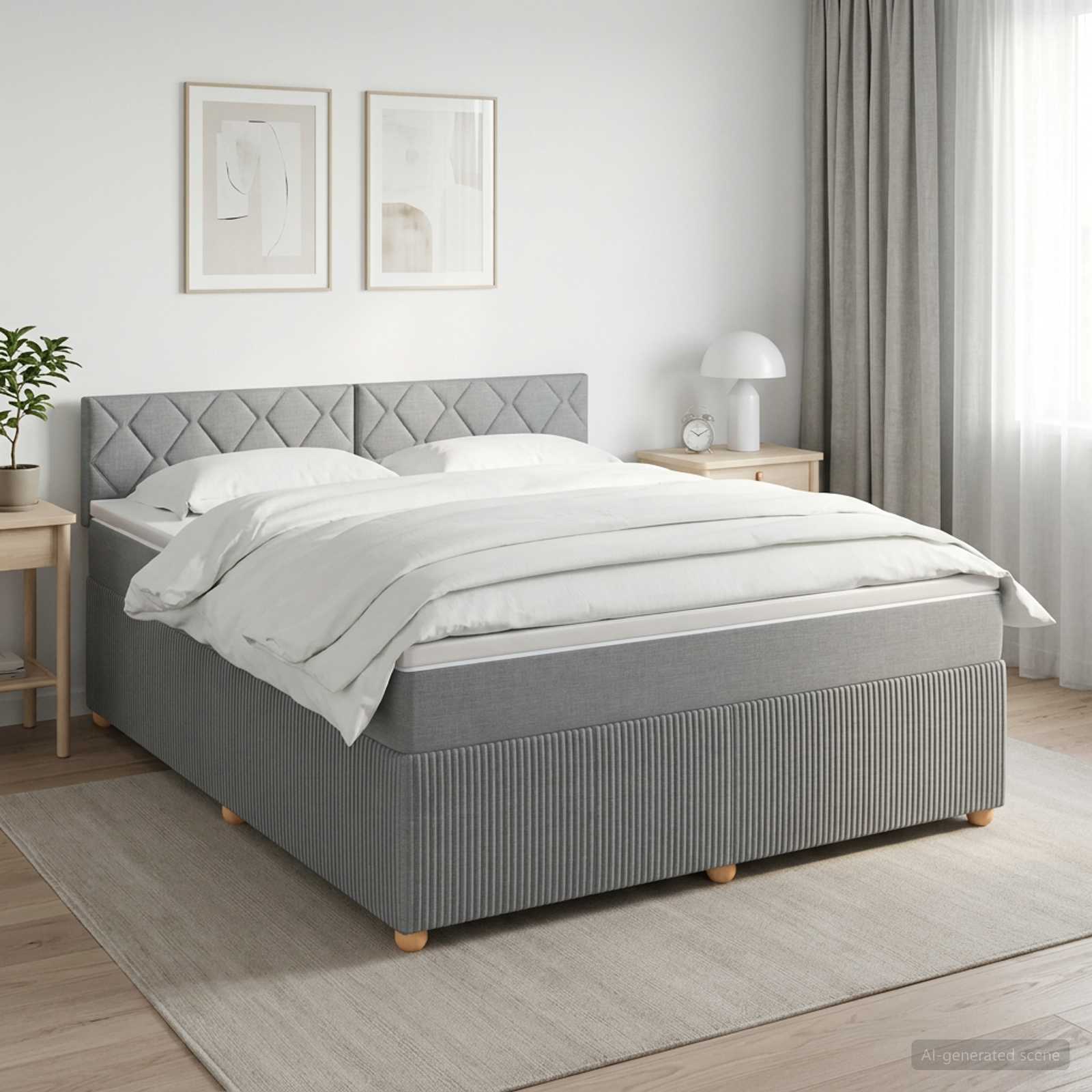 Boxspringbed met matras Lichtgrijs 180 x 200 cm Stof