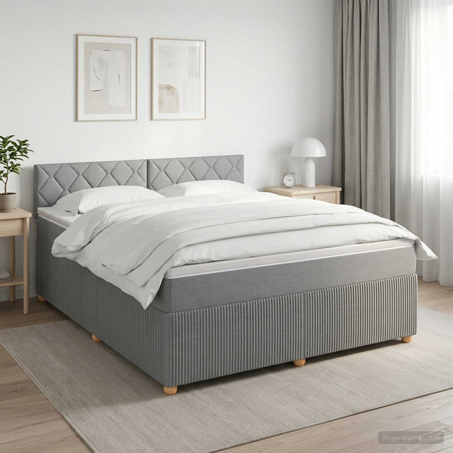 Boxspringbed met matras Lichtgrijs 180 x 200 cm Stof