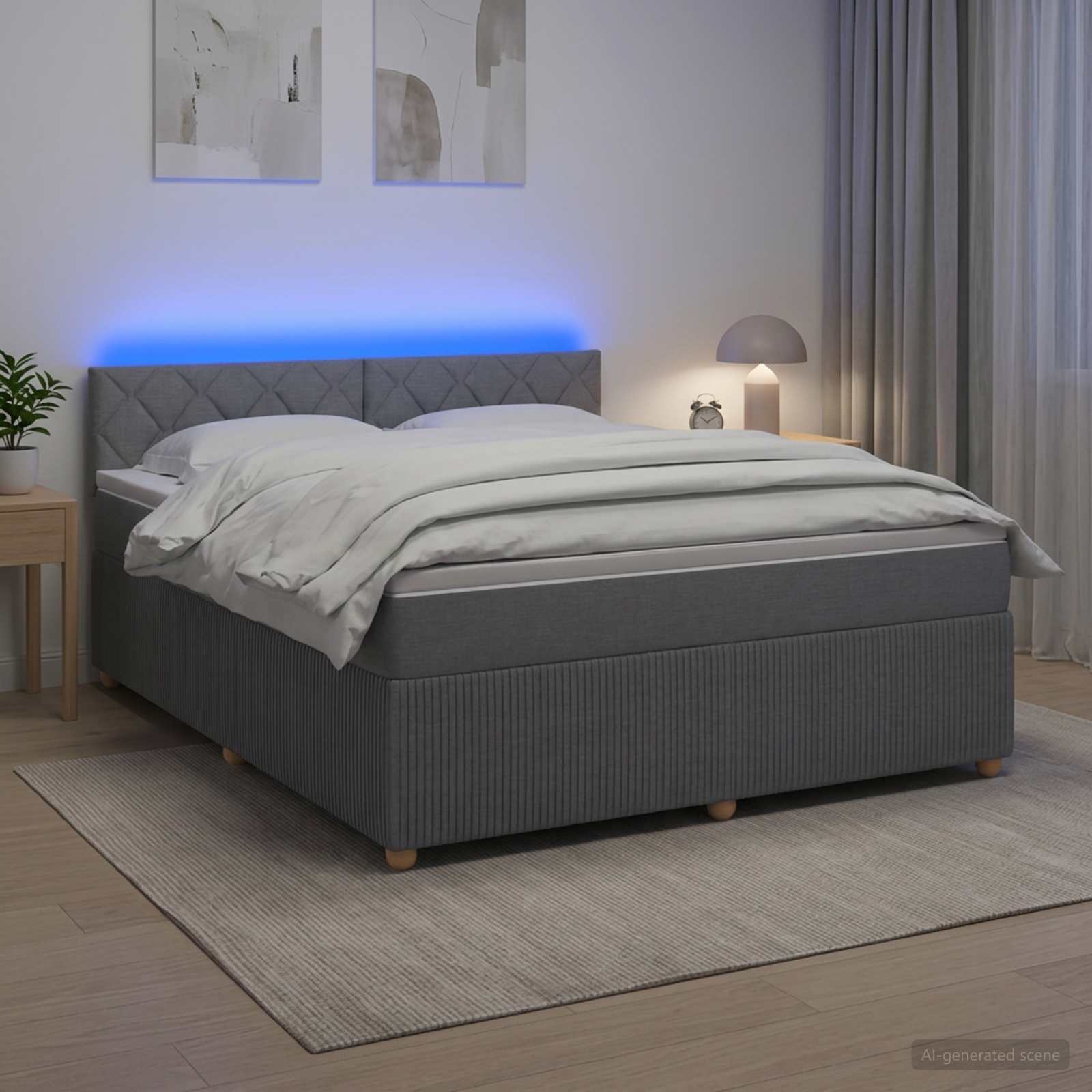 Boxspringbed met matras Lichtgrijs 180 x 200 cm Stof