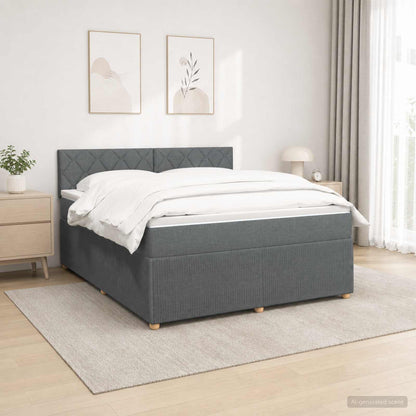 Boxspringbed met matras Donkergrijs 180 x 200 cm Stof