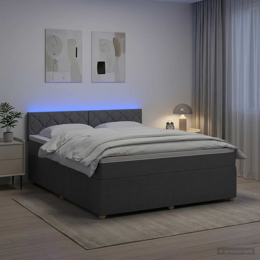 Boxspringbed met matras Donkergrijs 180 x 200 cm Stof