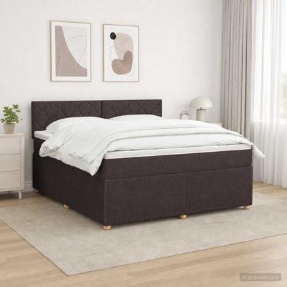 Boxspringbed met matras Donkerbruin 140 x 190 cm Stof