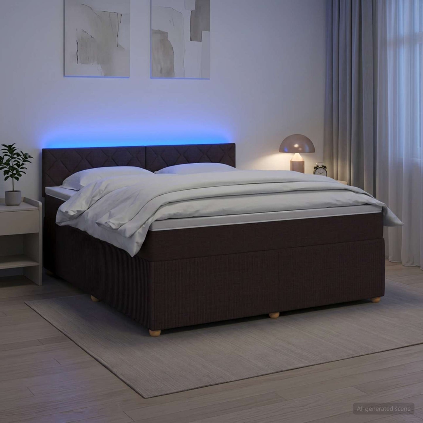 Boxspringbed met matras Donkerbruin 180 x 200 cm Stof