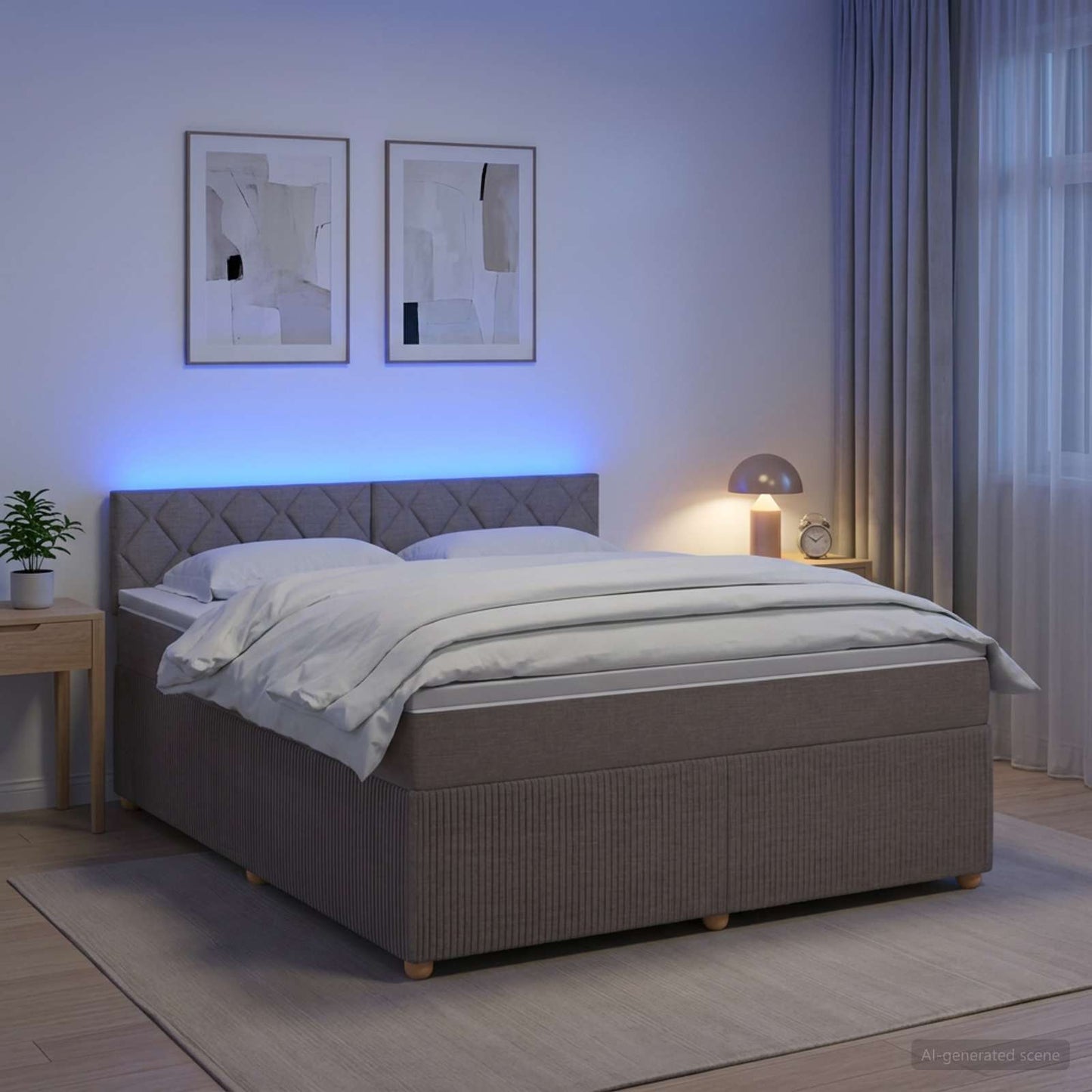 Boxspringbed met matras met hoofdeinde Taupe 140 x 190 cm Stof
