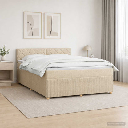 Boxspringbed met matras Crèmekleurig 160 x 200 cm Stof