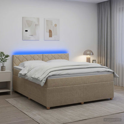 Boxspringbed met matras Crèmekleurig 160 x 200 cm Stof