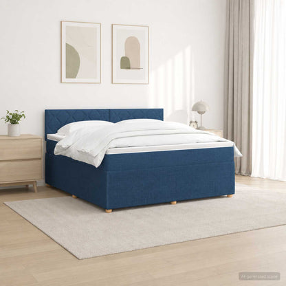 Boxspringbed met matras met hoofdeinde Blauw 160 x 200 cm Stof