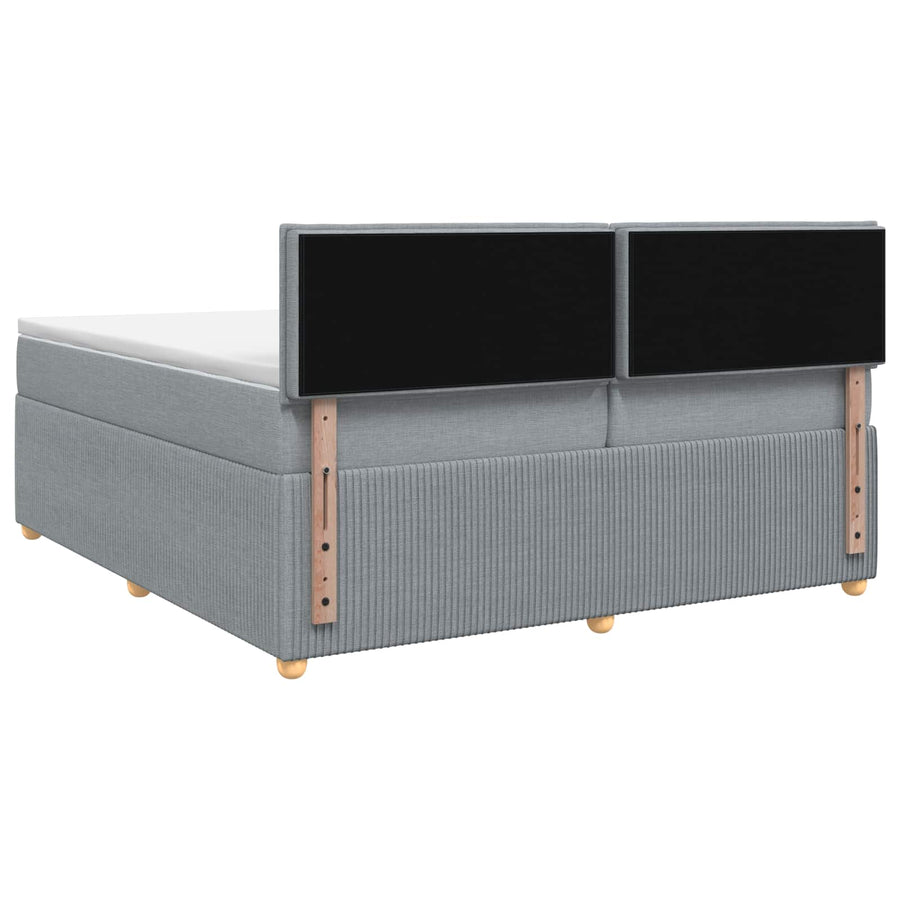 Boxspringbed met matras Lichtgrijs 200 x 200 cm Stof