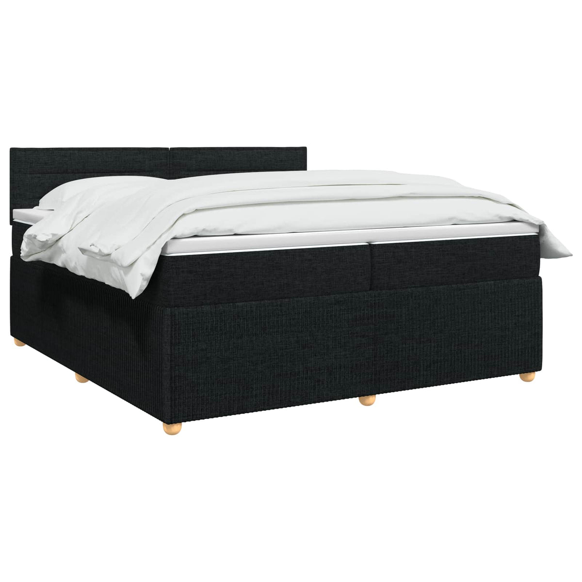 Boxspringbed met matras met hoofdeinde Zwart 200 x 200 cm Stof