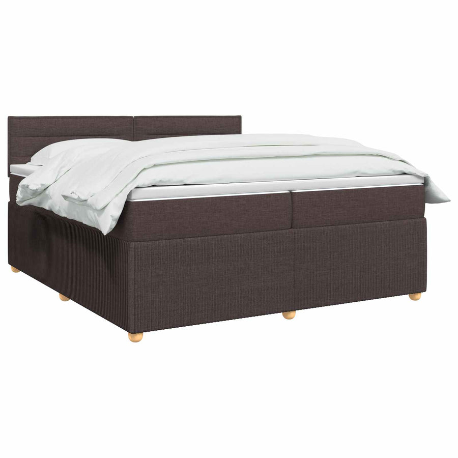 Boxspringbed met matras Donkerbruin 200 x 200 cm Stof