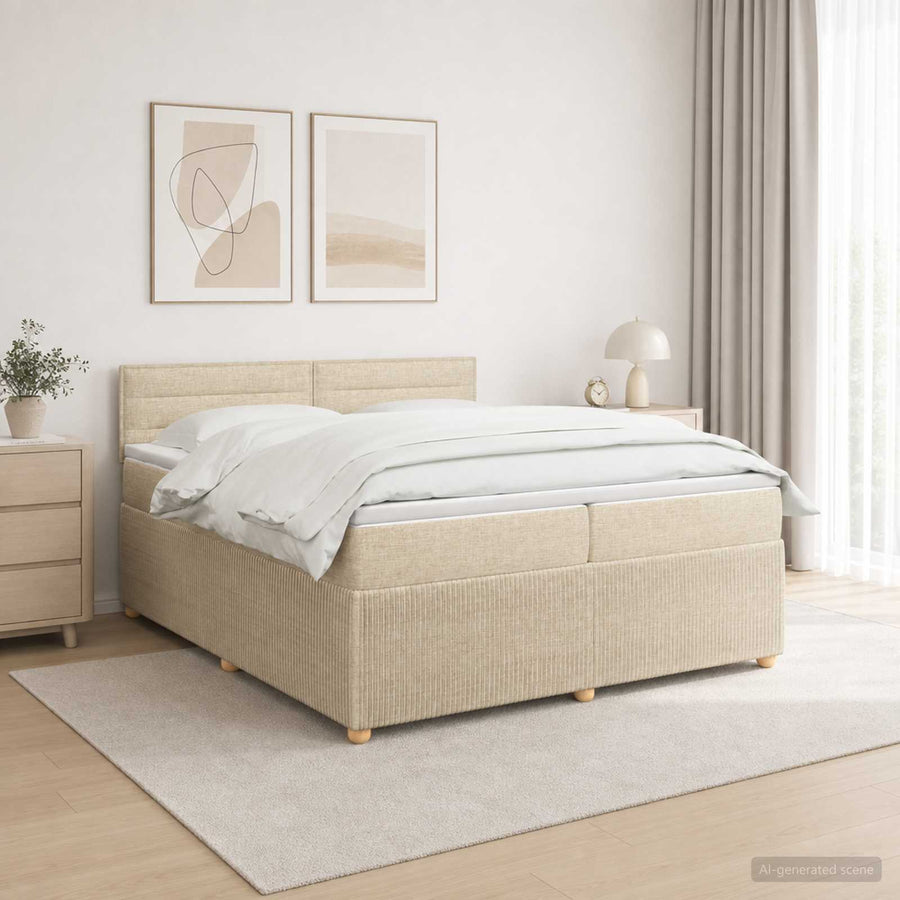 Boxspringbed met matras Crèmekleurig 200 x 200 cm Stof