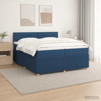 Boxspringbed met matras met hoofdeinde Blauw 200 x 200 cm Stof