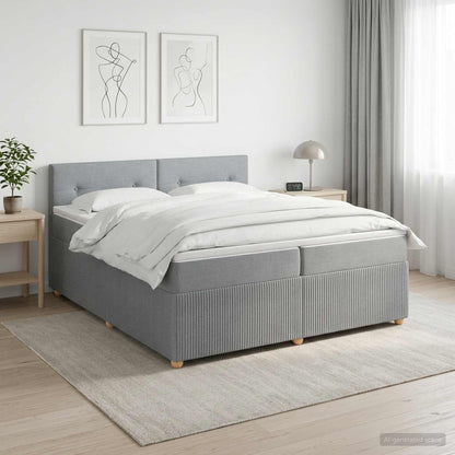 Boxspringbed met matras Lichtgrijs 200 x 200 cm Stof