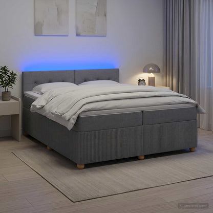 Boxspringbed met matras Lichtgrijs 200 x 200 cm Stof