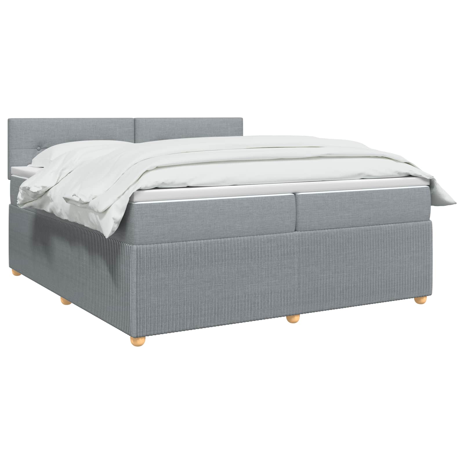 Boxspringbed met matras Lichtgrijs 200 x 200 cm Stof
