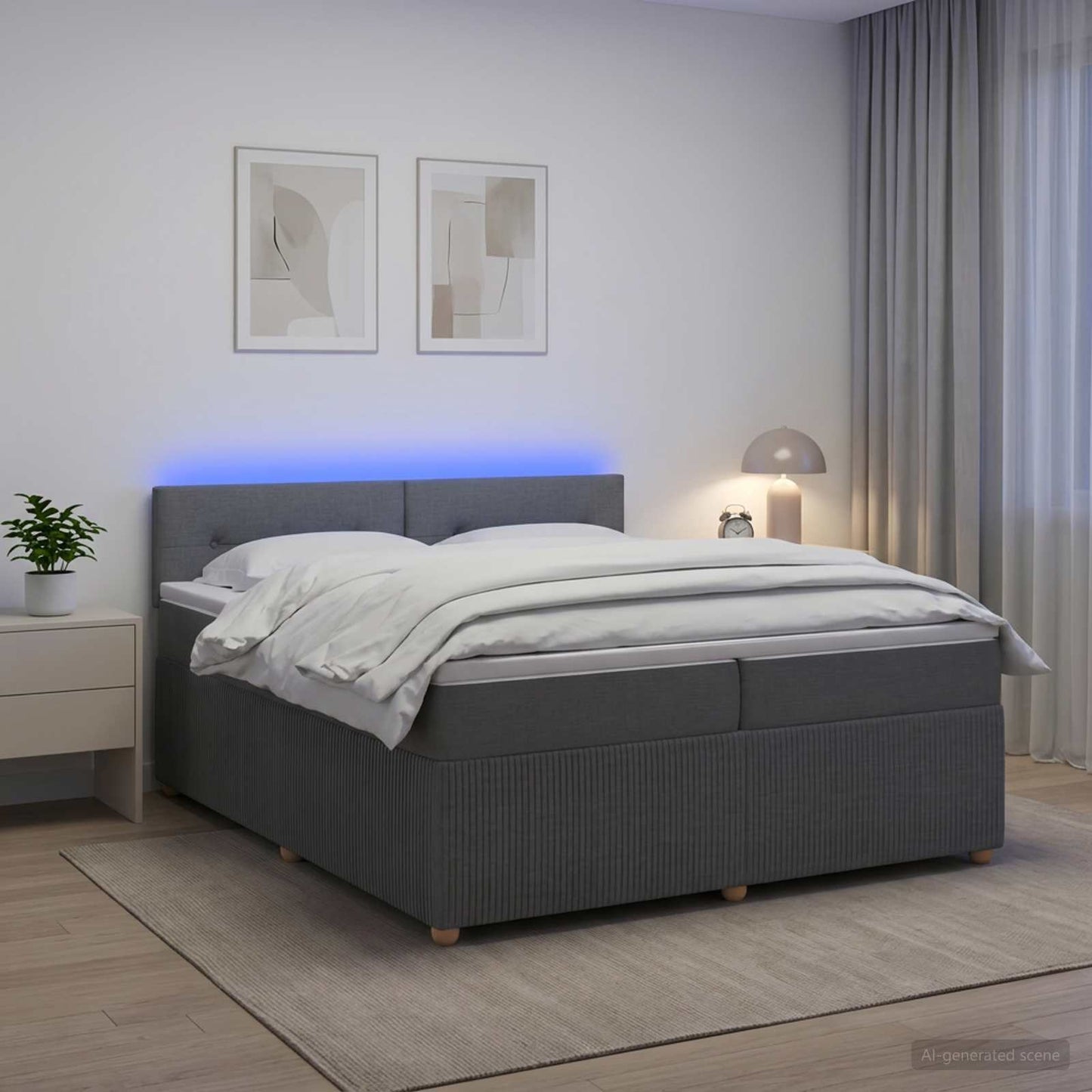 Boxspringbed met matras Donkergrijs 200 x 200 cm Stof