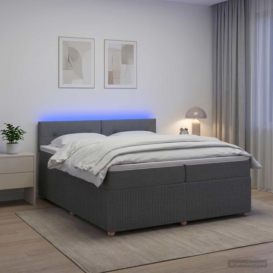 Boxspringbed met matras Donkergrijs 200 x 200 cm Stof