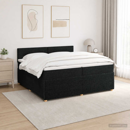 Boxspringbed met matras met hoofdeinde Zwart 200 x 200 cm Stof