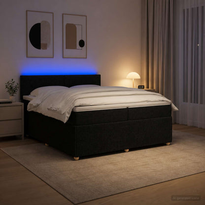 Boxspringbed met matras met hoofdeinde Zwart 200 x 200 cm Stof