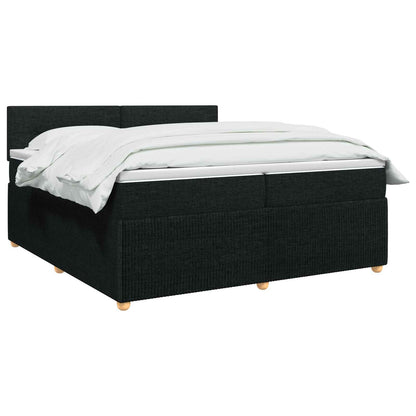 Boxspringbed met matras met hoofdeinde Zwart 200 x 200 cm Stof