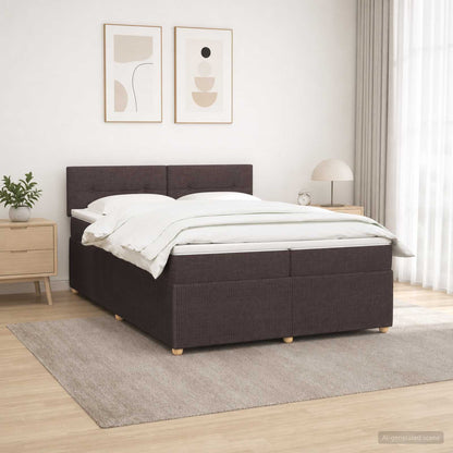 Boxspringbed met matras Donkerbruin 200 x 200 cm Stof