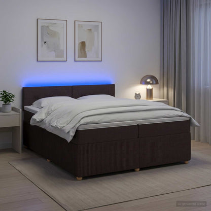 Boxspringbed met matras Donkerbruin 200 x 200 cm Stof