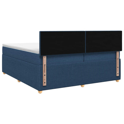 Boxspringbed met matras met hoofdeinde Blauw 200 x 200 cm Stof
