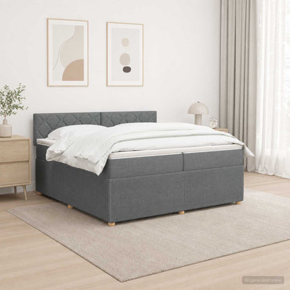 Boxspringbed met matras Donkergrijs 200 x 200 cm Stof