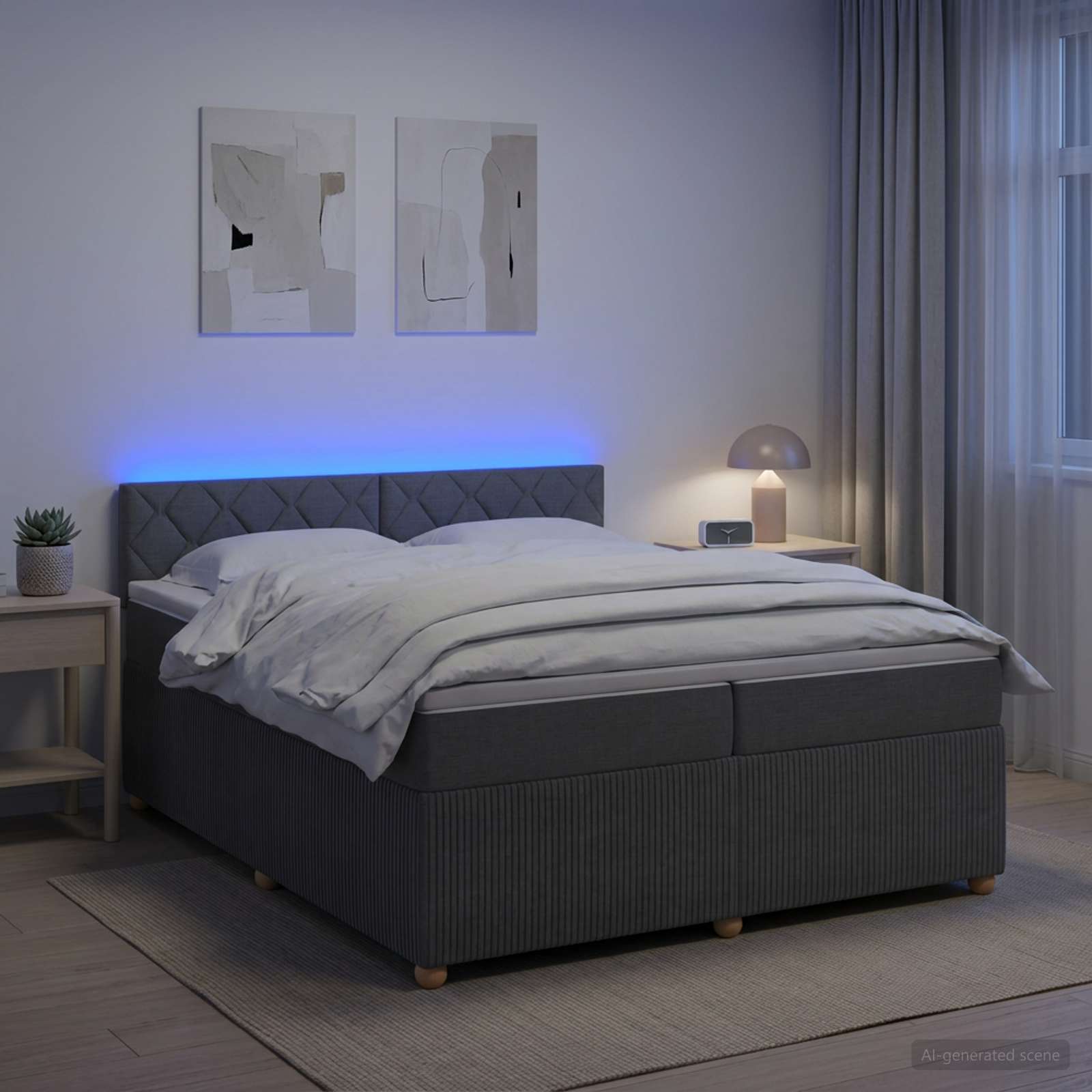 Boxspringbed met matras Donkergrijs 200 x 200 cm Stof