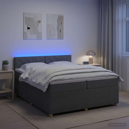 Boxspringbed met matras Donkergrijs 200 x 200 cm Stof