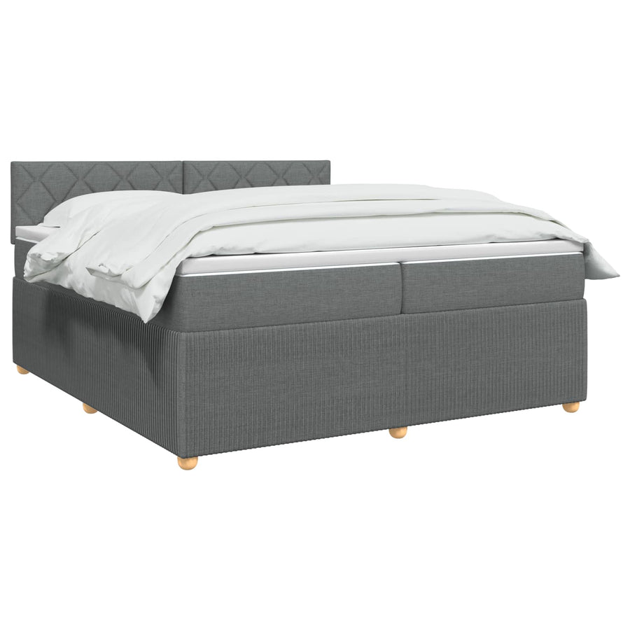 Boxspringbed met matras Donkergrijs 200 x 200 cm Stof