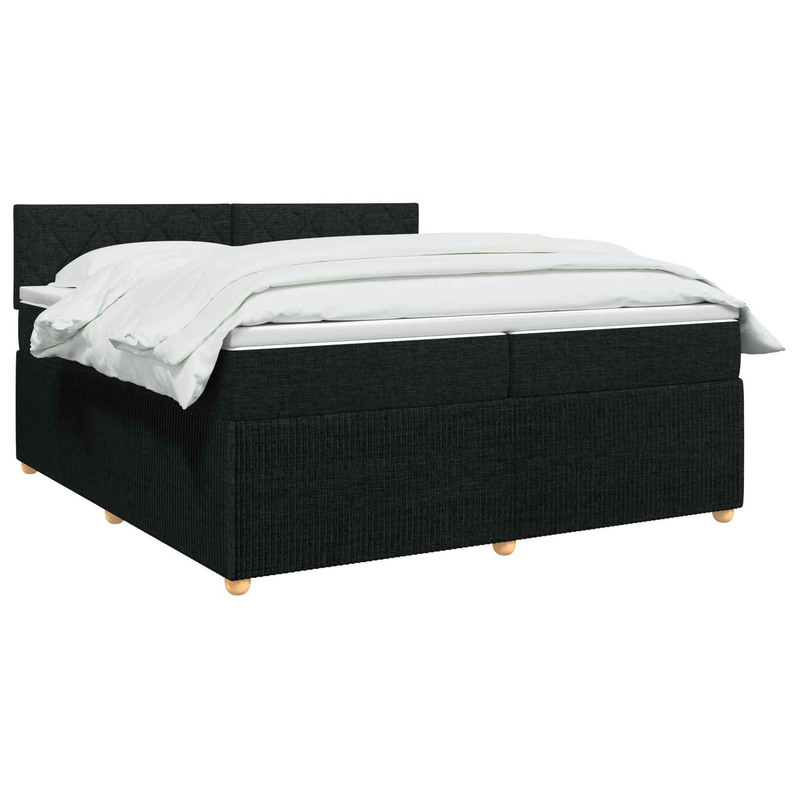 Boxspringbed met matras met hoofdeinde Zwart 200 x 200 cm Stof