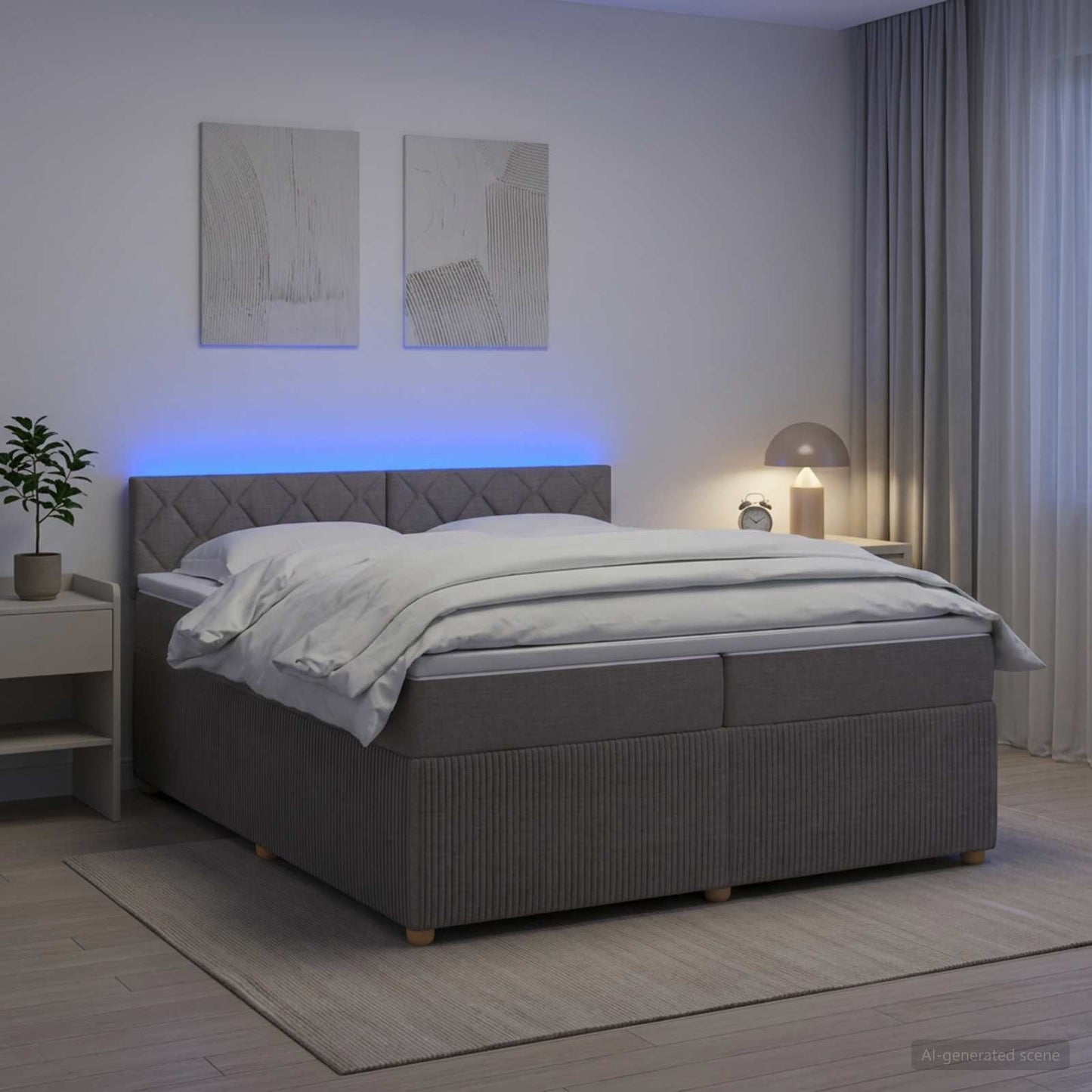 Boxspringbed met matras met hoofdeinde Taupe 200 x 200 cm Stof