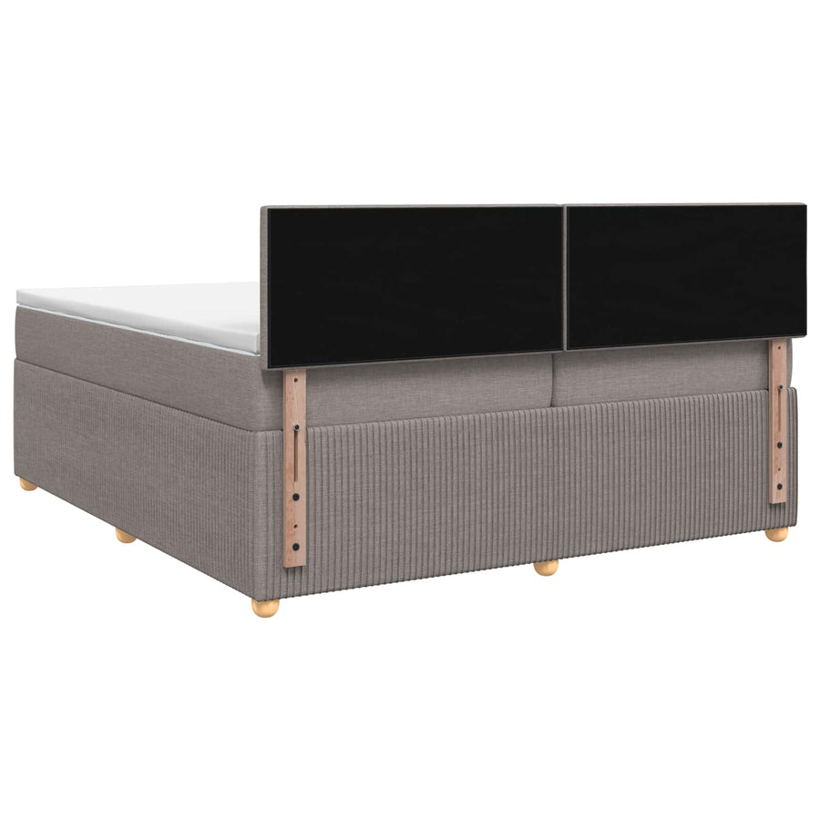 Boxspringbed met matras met hoofdeinde Taupe 200 x 200 cm Stof