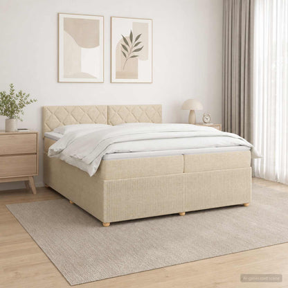 Boxspringbed met matras Crèmekleurig 200 x 200 cm Stof