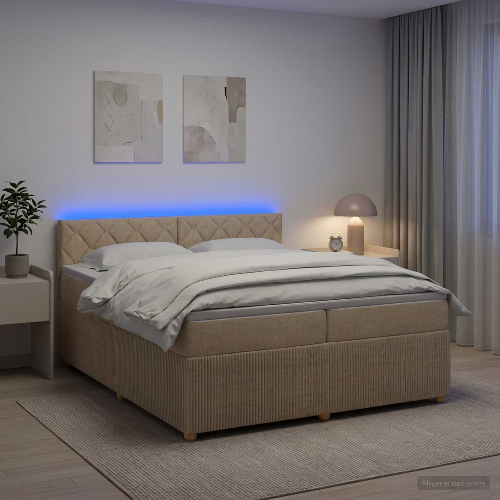 Boxspringbed met matras Crèmekleurig 200 x 200 cm Stof
