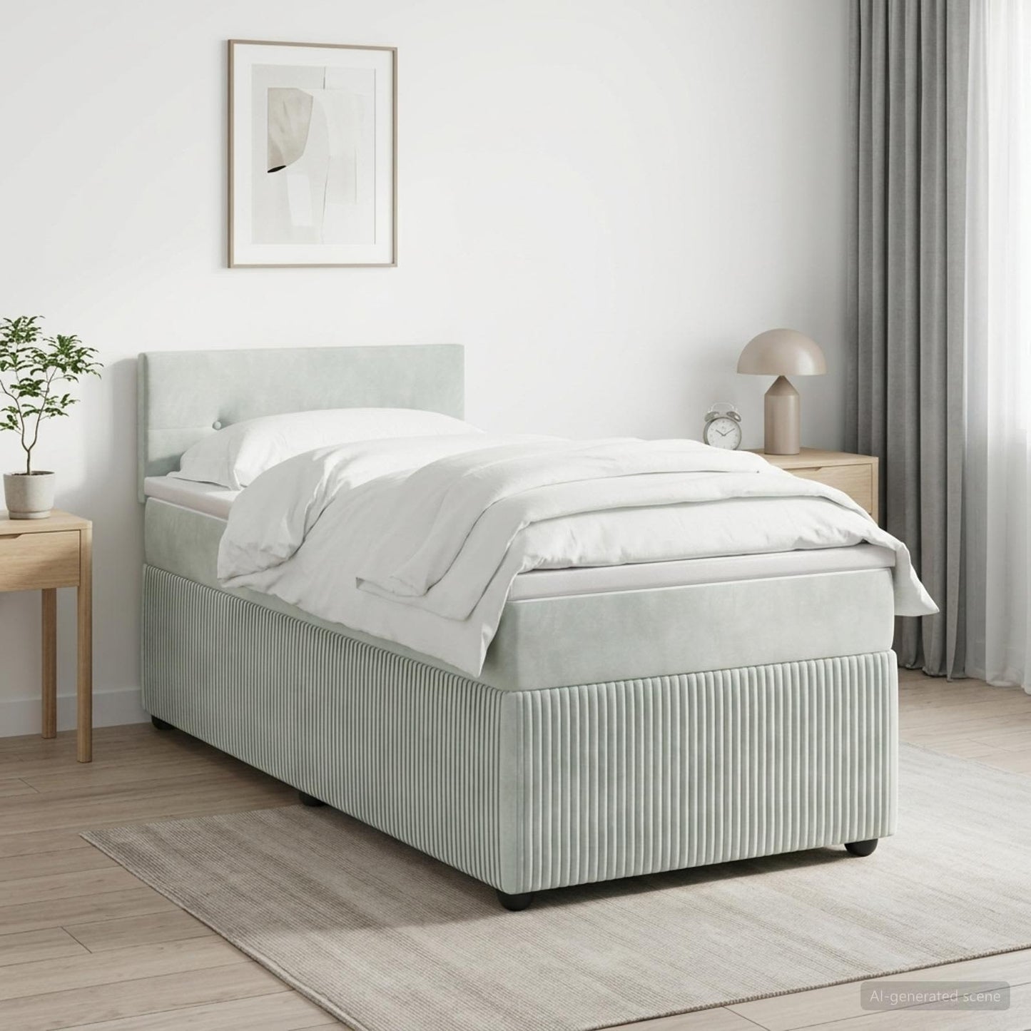 Boxspringbed met matras Lichtgrijs 80 x 200 cm Fluweel